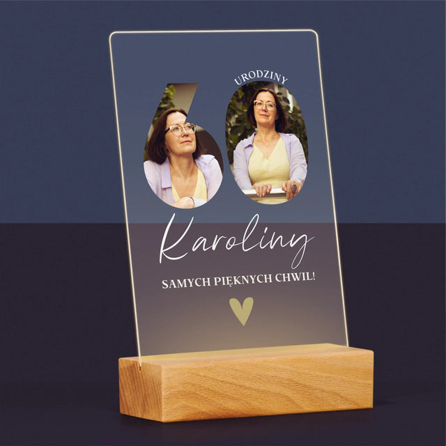 Słowo Ze Zdjęć: 60 Urodziny Samych Pięknych Chwil - Wydruk Na Szkle Akrylowym