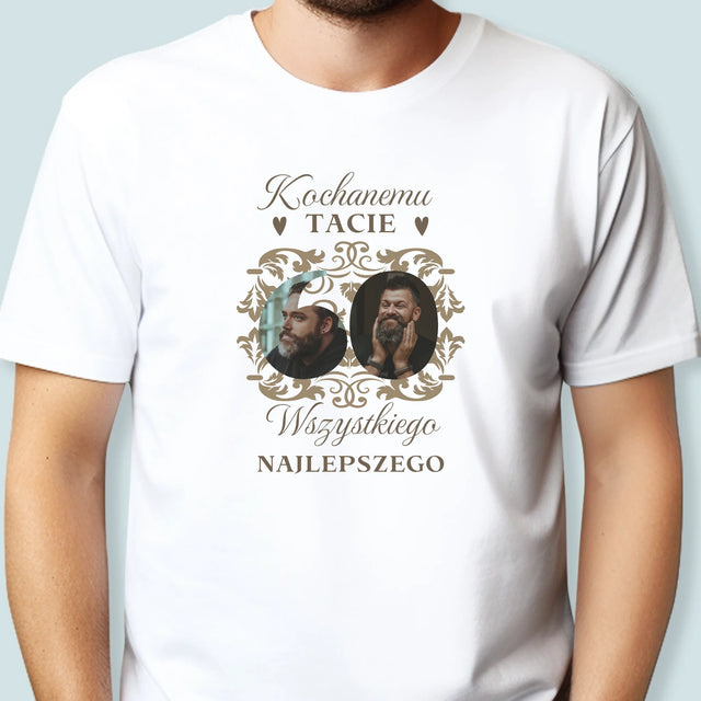 Słowo Ze Zdjęć: Kochanemu Tacie z Okazji 60 Urodzin - Koszulka Męska z Nadrukiem