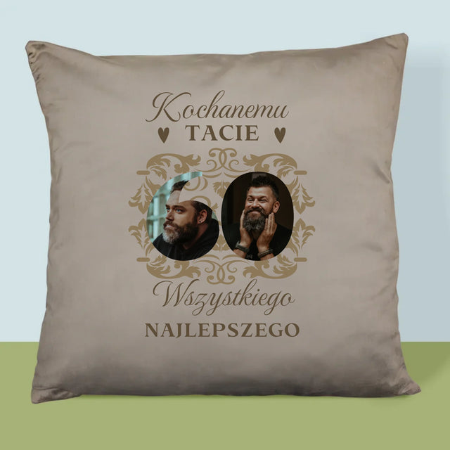 Słowo Ze Zdjęć: Kochanemu Tacie z Okazji 60 Urodzin - Poduszka z Nadrukiem