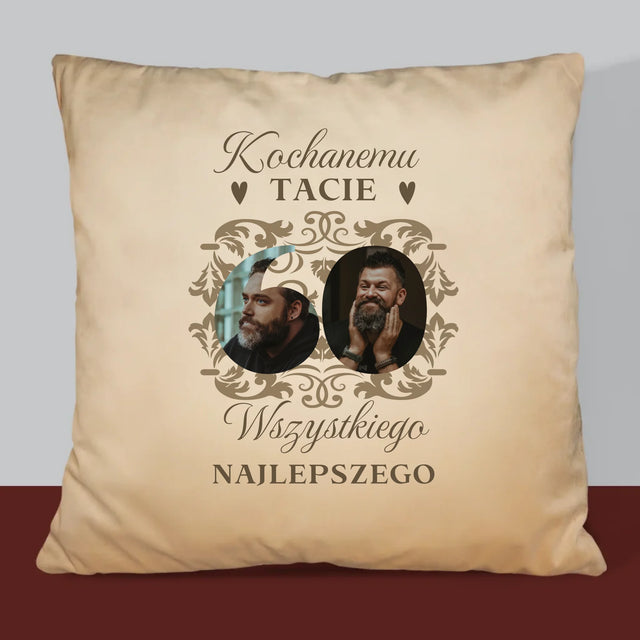 Słowo Ze Zdjęć: Kochanemu Tacie z Okazji 60 Urodzin - Poduszka z Nadrukiem