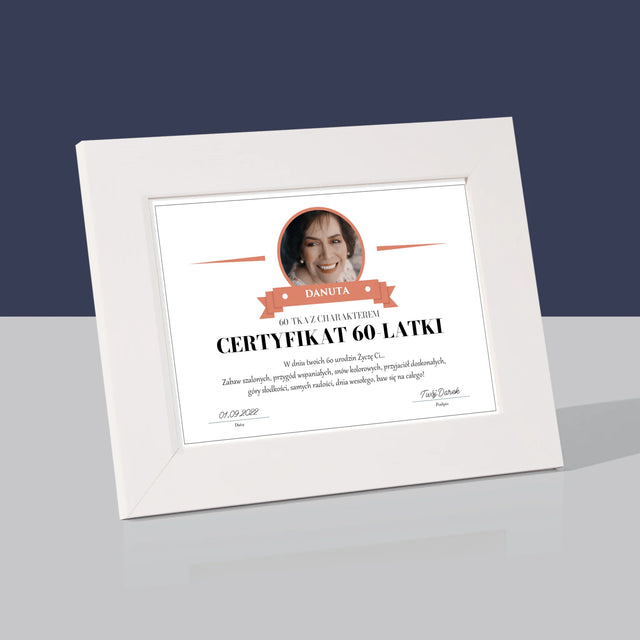 Certyfkat: Certyfikat 60-Latki - Ramka Na Zdjęcie