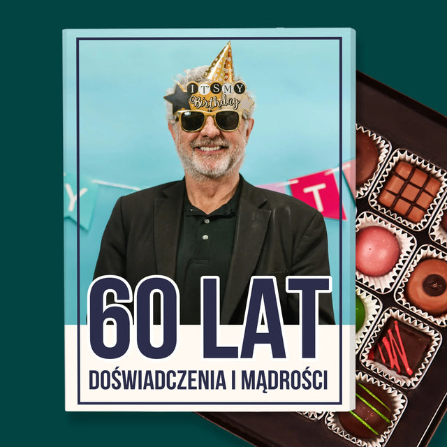 Zdjęcie i Podpis: 60 Lat Doświadczenia i Mądrości - Personalizowane Praliny