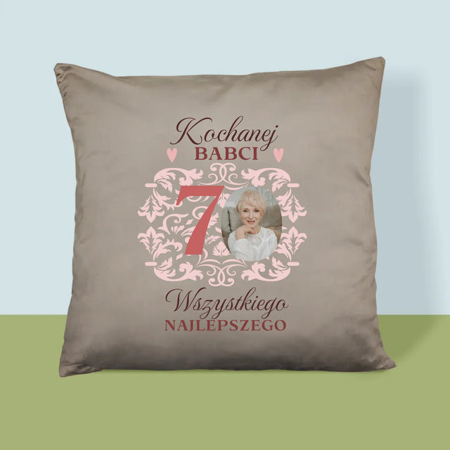 Zdjęcie I Podpis: Kochanej Babci Wszystkiego Najlepszego - Poduszka z Nadrukiem