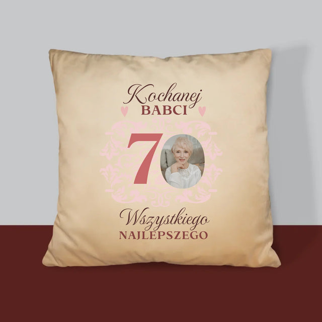 Zdjęcie I Podpis: Kochanej Babci Wszystkiego Najlepszego - Poduszka z Nadrukiem