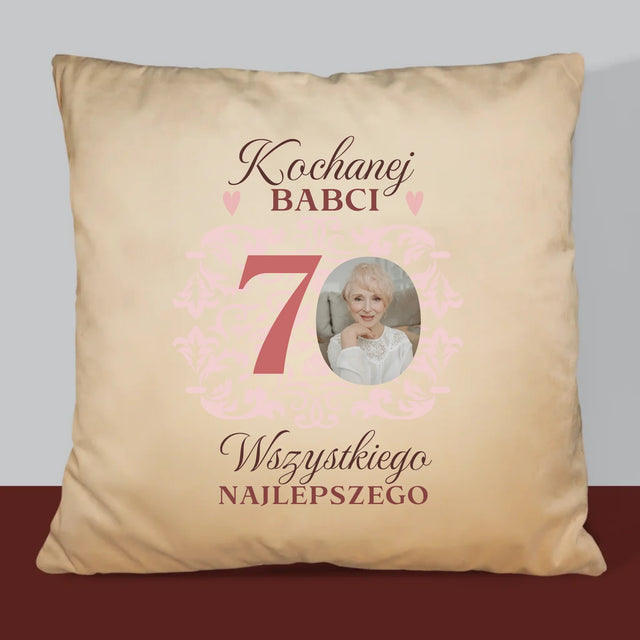 Zdjęcie I Podpis: Kochanej Babci Wszystkiego Najlepszego - Poduszka z Nadrukiem