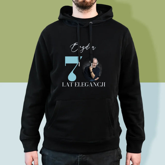 Zdjęcie I Podpis: 70 Lat Elegancji - Bluza Męska z Kapturem