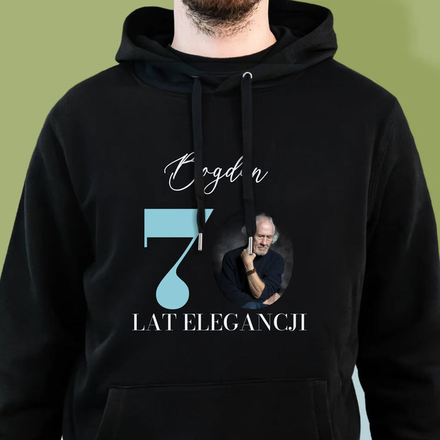 Zdjęcie I Podpis: 70 Lat Elegancji - Bluza Męska z Kapturem