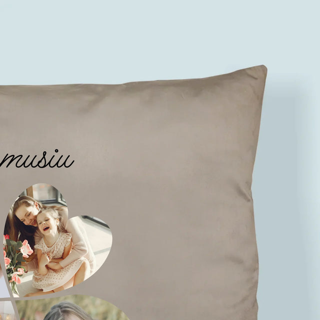 Fotokolaż: Mamo, To Dzięki Tobie Jesteśmy Szczęśliwi! - Poduszka z Nadrukiem