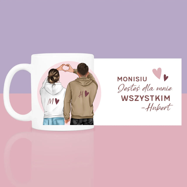 Kreator Postaci: Para Serce - Zestaw prezentowy z kubkiem i różanym spa