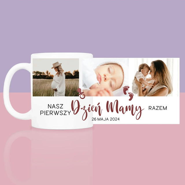 Fotokolaż: Nasz Pierwszy Dzień Mamy - Zestaw prezentowy z kubkiem i różanym spa