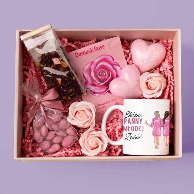 Kreator Postaci: Ekipa Panny Młodej - Zestaw prezentowy z kubkiem i różanym spa