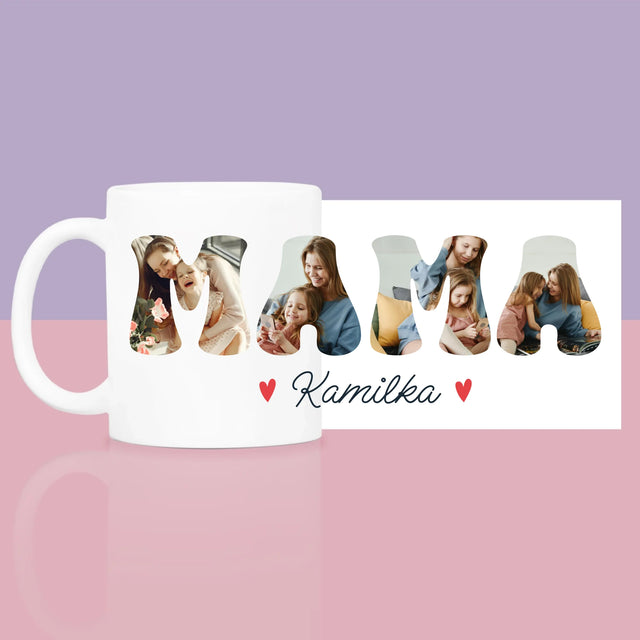 Słowo Ze Zdjęć: Mama Imię - Zestaw prezentowy z kubkiem i różanym spa