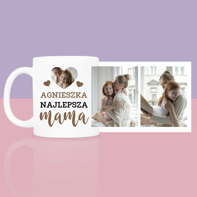 Fotokolaż: Najlepsza Mama Serce - Zestaw prezentowy z kubkiem i różanym spa