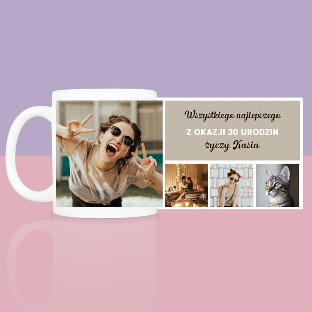 Fotokolaż: Urodzinowy Kolaż Ze Zdjęć - Zestaw prezentowy z kubkiem i różanym spa