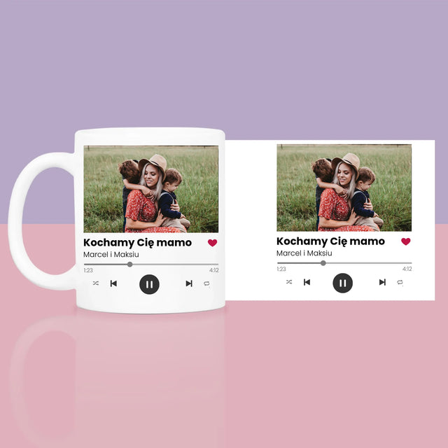 Zdjęcie i Podpis: Kochamy Cię Mamo - Zestaw prezentowy z kubkiem i różanym spa