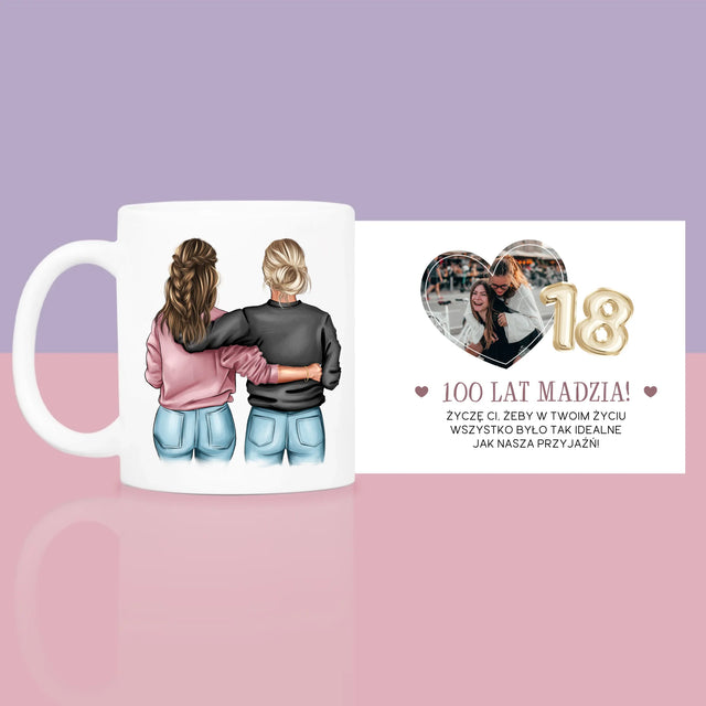 Kreator Postaci: 18 Urodziny Przyjaciółki - Zestaw prezentowy z kubkiem i różanym spa