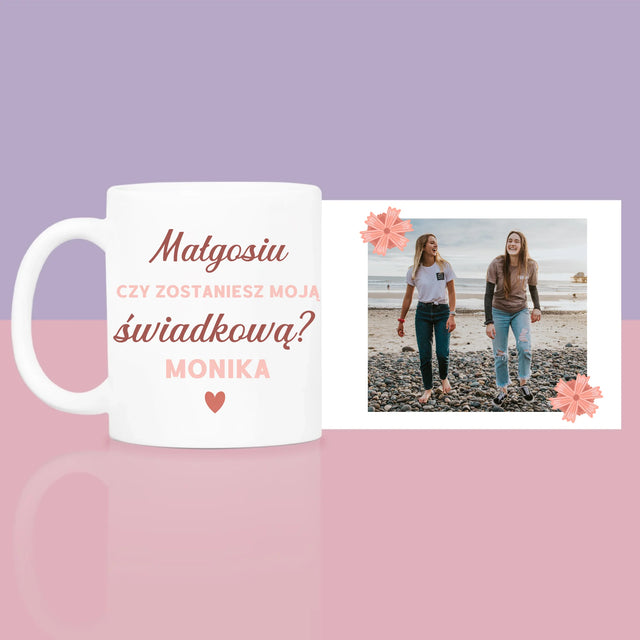 Fotokolaż: Prośba O Zostanie Świadkową - Zestaw prezentowy z kubkiem i różanym spa