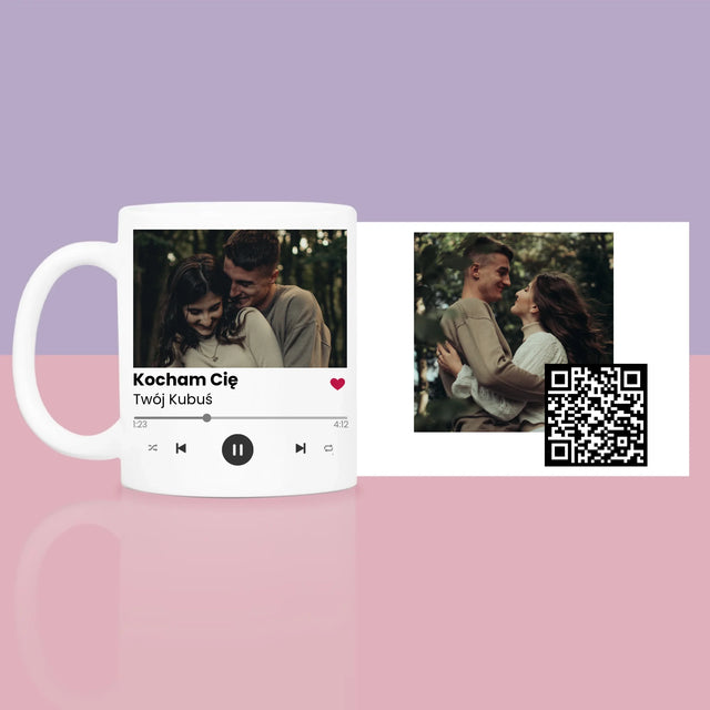 Zdjęcie i Podpis: Spotify z Kodem Qr - Zestaw prezentowy z kubkiem i różanym spa