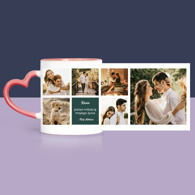 Fotokolaż: Miłosny - Zestaw Prezentowy z Kubkiem, Misiem i Słodkościami