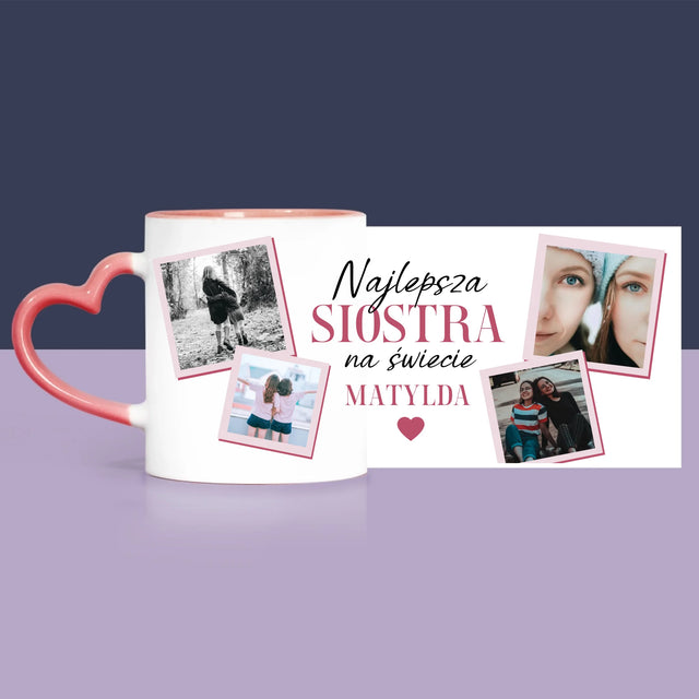 Fotokolaż: Najlepsza Siostra - Zestaw Prezentowy z Kubkiem, Misiem i Słodkościami