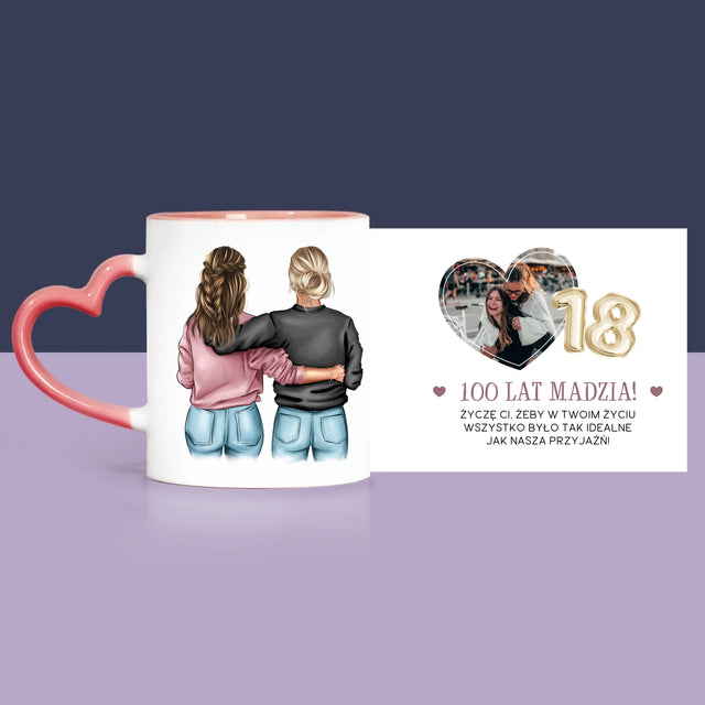 Kreator Postaci: 18 Urodziny Przyjaciółki - Zestaw Prezentowy z Kubkiem, Misiem i Słodkościami