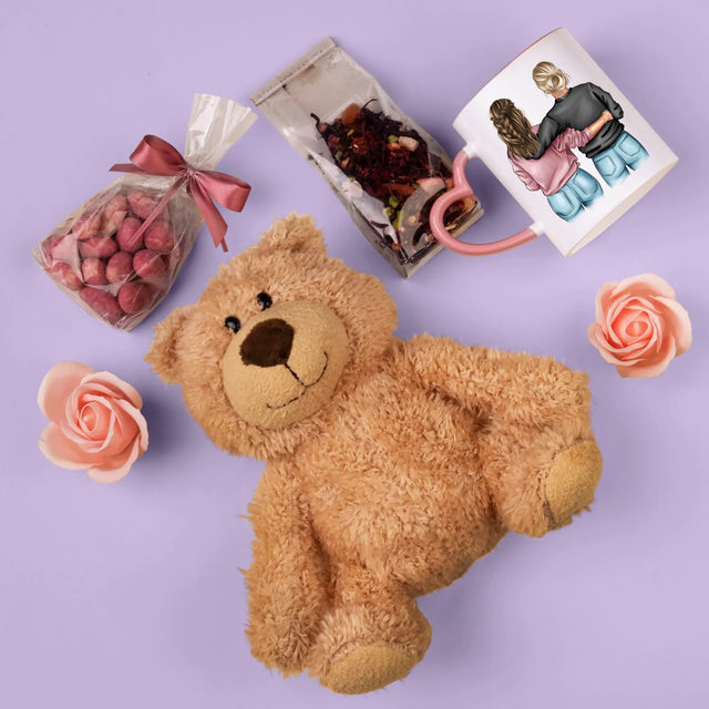 Kreator Postaci: 18 Urodziny Przyjaciółki - Zestaw Prezentowy z Kubkiem, Misiem i Słodkościami