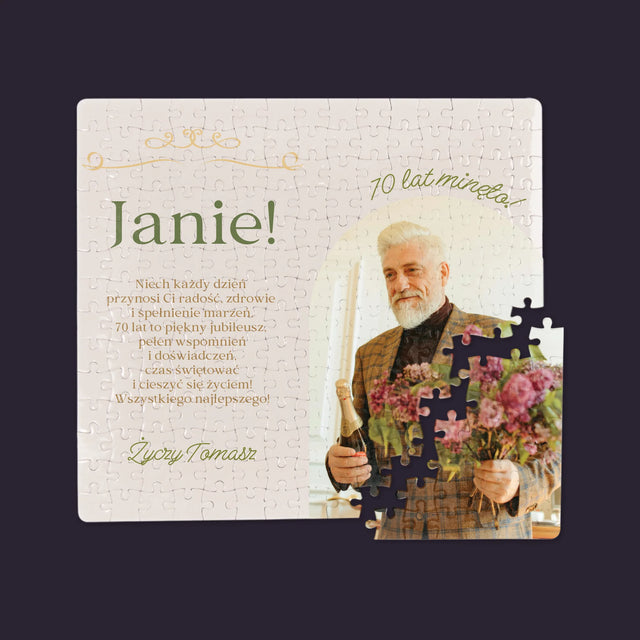 Zdjęcie I Podpis: 70 Lat Minęło - Personalizowane Puzzle