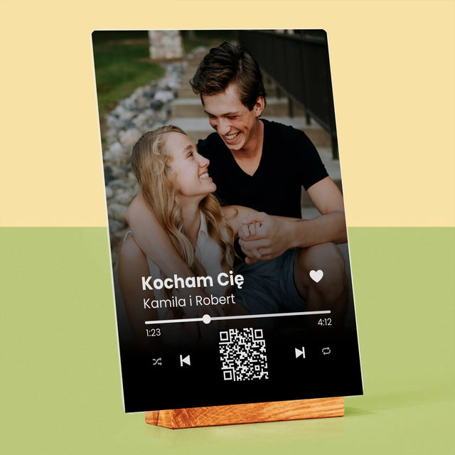 Zdjęcie i Podpis: Wasza Piosenka Kod Qr - Wydruk Na Szkle Akrylowym