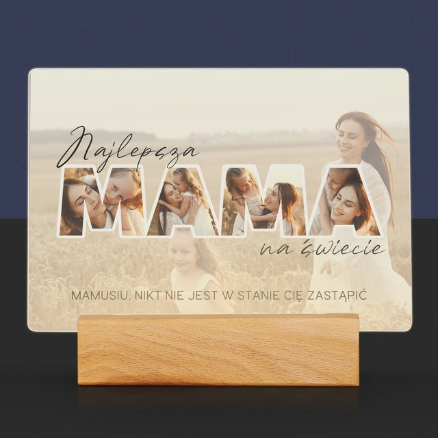 Słowo Ze Zdjęć: Najlepsza Mama Na Świecie Zdjęcia - Wydruk Na Szkle Akrylowym
