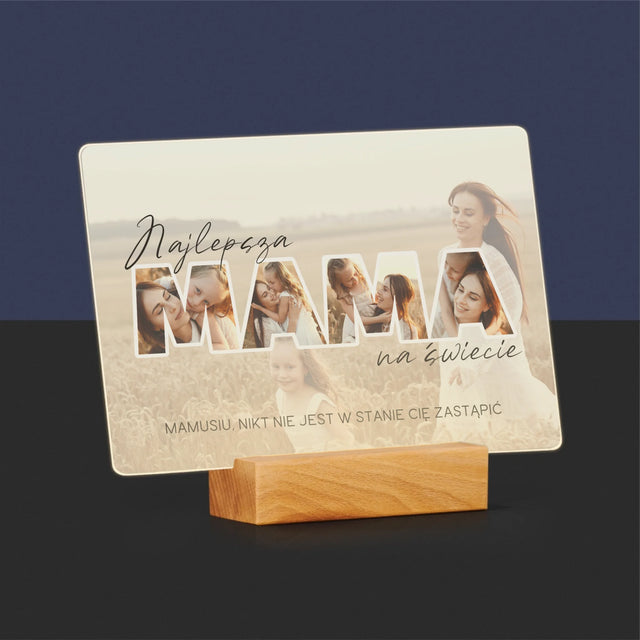 Słowo Ze Zdjęć: Najlepsza Mama Na Świecie Zdjęcia - Wydruk Na Szkle Akrylowym