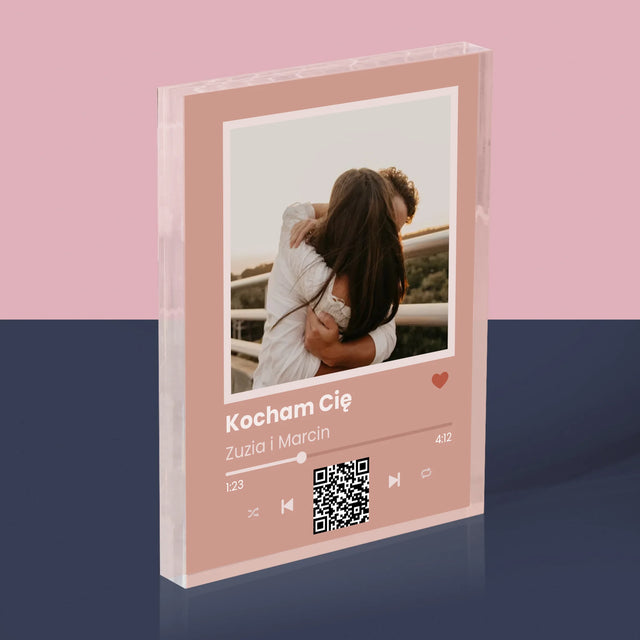 Zdjęcie i Podpis: Twoja Piosenka z Kodem - Blok Akrylowy