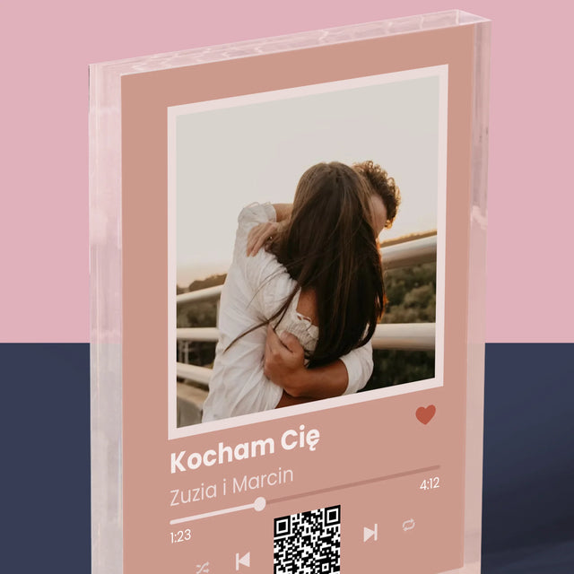 Zdjęcie i Podpis: Twoja Piosenka z Kodem - Blok Akrylowy