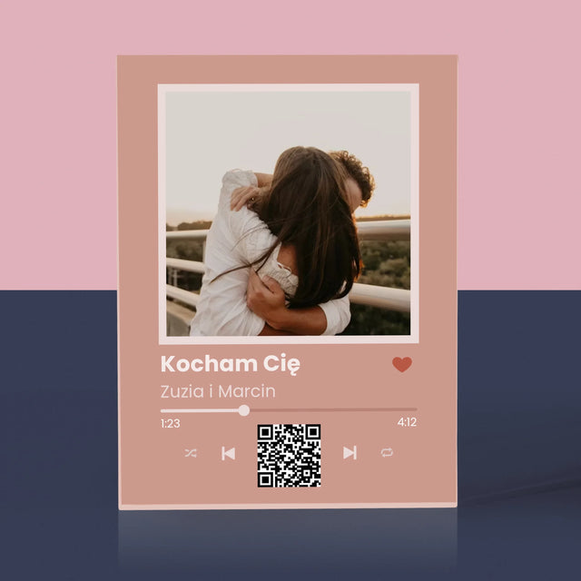 Zdjęcie i Podpis: Twoja Piosenka z Kodem - Blok Akrylowy