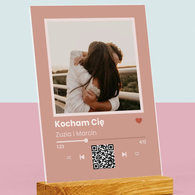 Zdjęcie i Podpis: Twoja Piosenka z Kodem - Wydruk Na Szkle Akrylowym