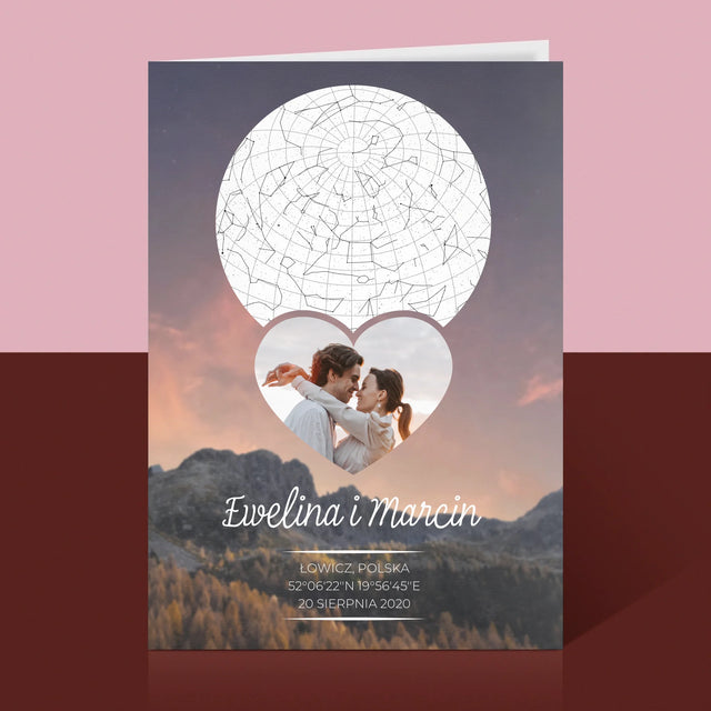 Mapa Gwiazd: Zakochana Para W Górach - Kartka Z Życzeniami