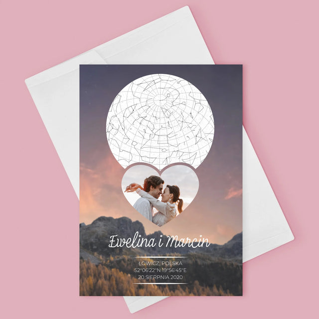 Mapa Gwiazd: Zakochana Para W Górach - Kartka Z Życzeniami
