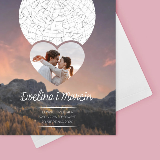 Mapa Gwiazd: Zakochana Para W Górach - Kartka Z Życzeniami