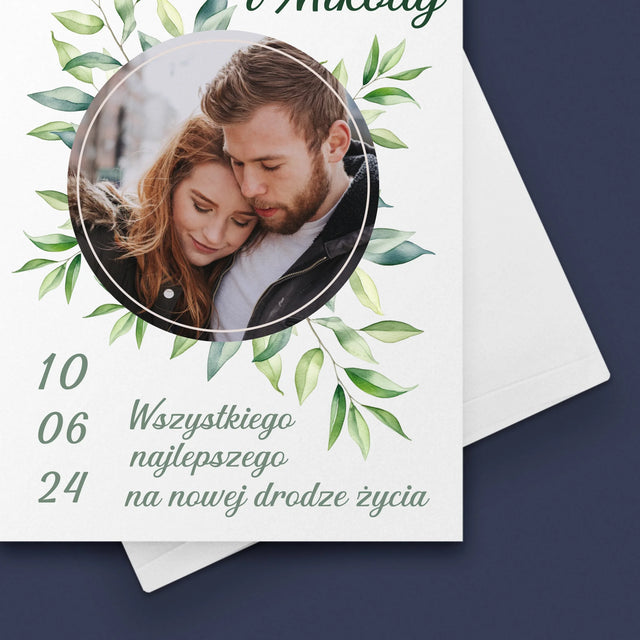 Zdjęcie i Podpis: Ślubne Listki - Kartka z Życzeniami