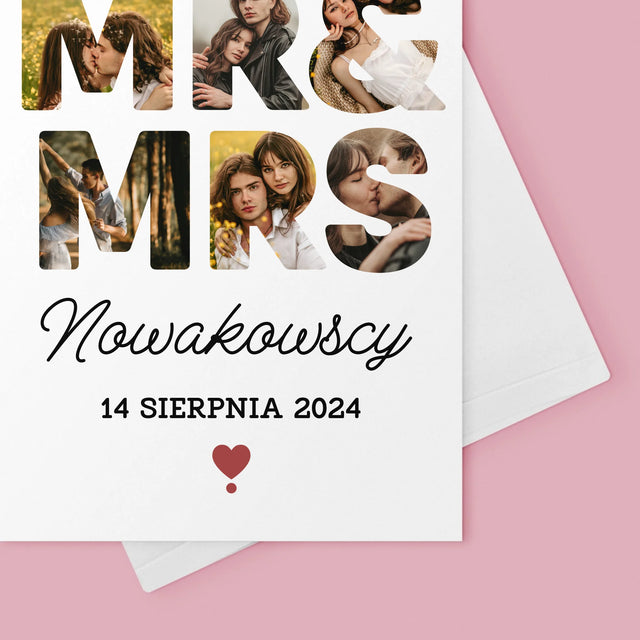 Słowo Ze Zdjęć: Mr&Mrs - Kartka z Życzeniami