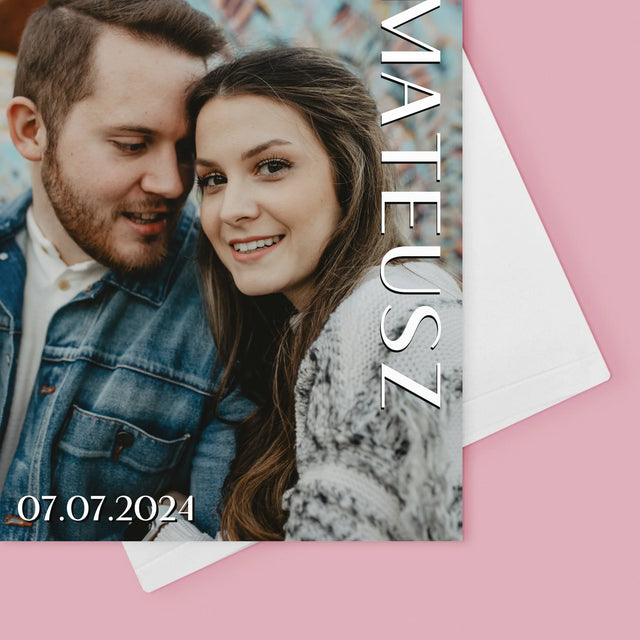 Zdjęcie i Podpis: Imiona Ślub - Kartka z Życzeniami