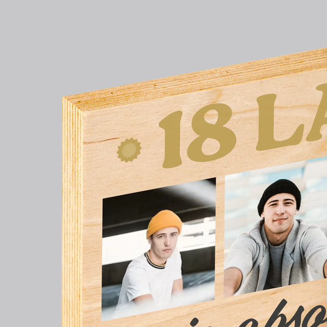Fotokolaż: 18 Lat Bycia Legendą - Wydruk Na Drewnie