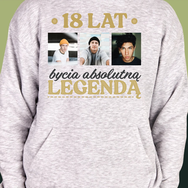Fotokolaż: 18 Lat Bycia Legendą - Bluza Męska z Kapturem