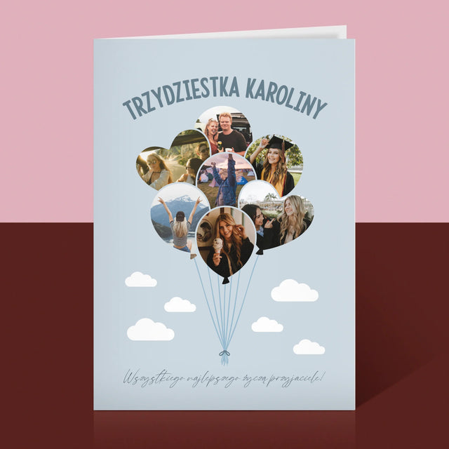 Kształt Ze Zdjęć: Trzydziestka Balony - Kartka z Życzeniami