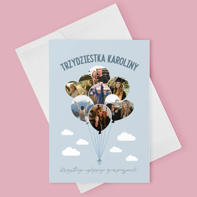 Kształt Ze Zdjęć: Trzydziestka Balony - Kartka z Życzeniami