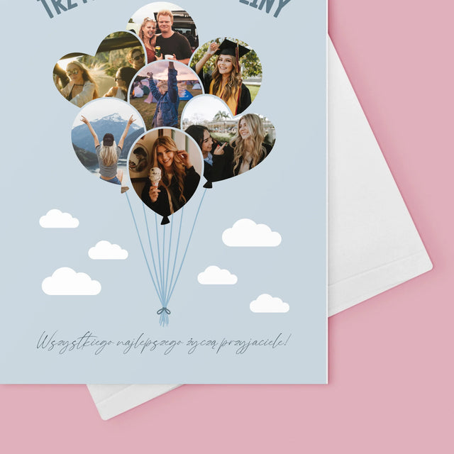Kształt Ze Zdjęć: Trzydziestka Balony - Kartka z Życzeniami