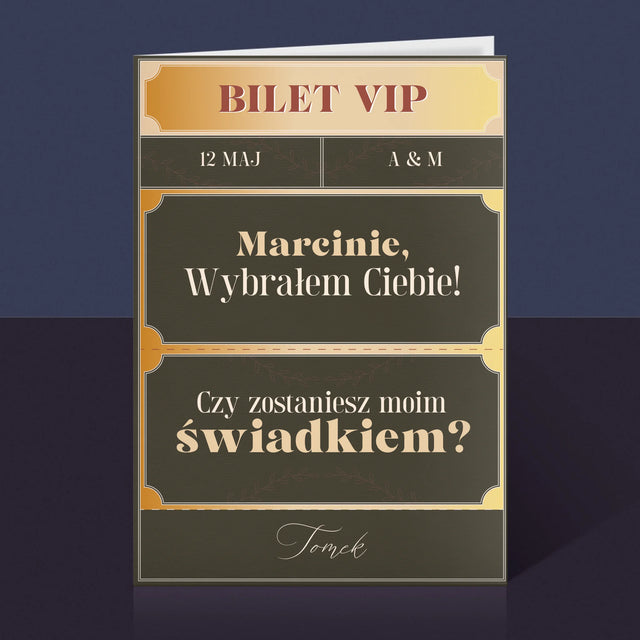 Imię i Podpis: Bilety Vip Świadek - Kartka z Życzeniami