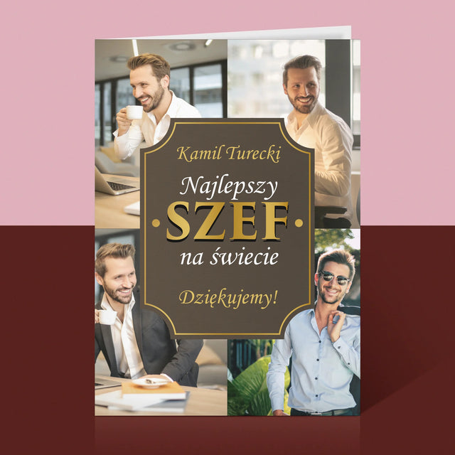 Fotokolaż: Najlepszy Szef Na Świecie - Kartka z Życzeniami