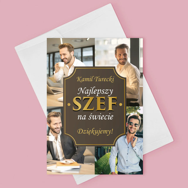 Fotokolaż: Najlepszy Szef Na Świecie - Kartka z Życzeniami