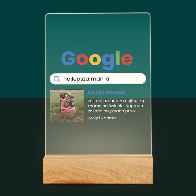 Zdjęcie I Podpis: Najlepsza Mama Wynik Google - Wydruk Na Szkle Akrylowym
