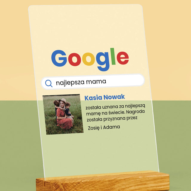 Zdjęcie I Podpis: Najlepsza Mama Wynik Google - Wydruk Na Szkle Akrylowym